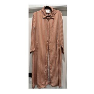 L'Academie Striped Long Coat - Pink and White